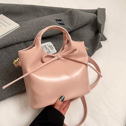 Ballet Style Handbag Bow Bucket Bag
