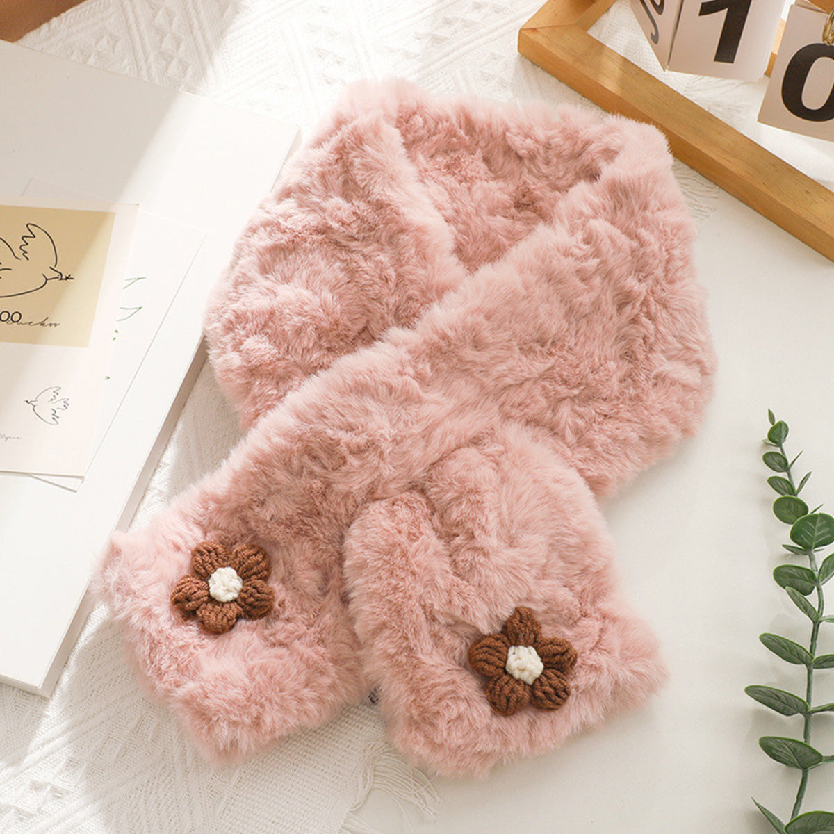 Autumn Winter Small Flower Scarf Casual Fashionable Plush Scarf