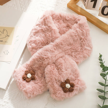 Autumn Winter Small Flower Scarf Casual Fashionable Plush Scarf