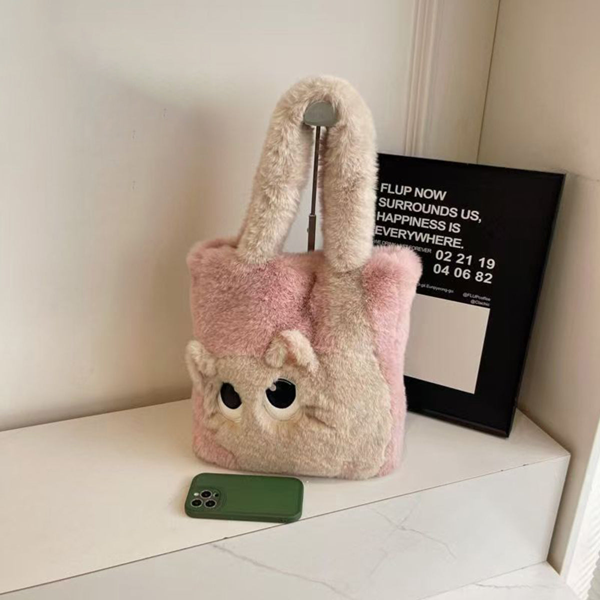 Autumn Winter Plush Bag Large Capacity Creative Cat Cartoon Bag